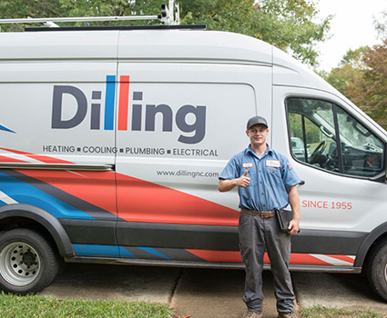 Dilling Heating, Cooling, Plumbing and Electrical Work Vehicle